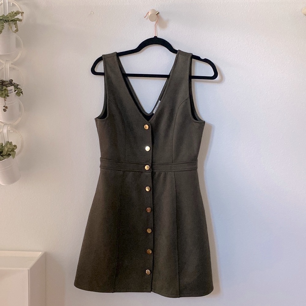 Charlotte Russe M army green dress with good button accents